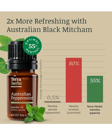 Peppermint Oil - 100% Pure Peppermint Oil - Australian Black Mitcham Peppermint Essential Oil 2X More Refreshing Mentha Piperita - Optimal 55% Menthol Aromatherapy Essential Oils - Buy Online on GoSupps.com