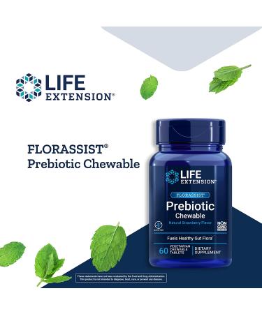 Life Extension FLORASSIST Prebiotic Chewable Tablets - Natural Strawberry Flavor, 60 Count - Buy Online on GoSupps.com
