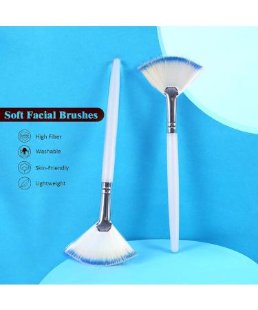 Soft N Style Taklon Fan Mask Brush - Acid Applicator for Glycolic Peel & Masques (2 Pack White/Blue) | International Shipping Available - Buy Online on GoSupps.com