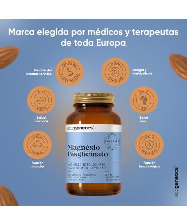 ECOGENETICS - Magnesium Bisglycinate 120 Capsules | Magnesium Supplement to Reduce Fatigue | Improves Nervous System | Blood Pressure | Strengthens the Immune System | Dental Health - Buy Online on GoSupps.com