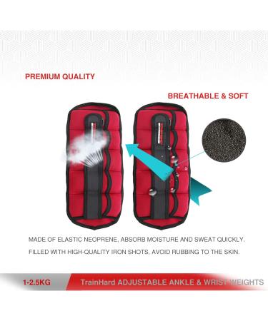 Trainhard Adjustable Weight Cuffs - 1 kg & 2.5 kg for Hands & Ankles | 5 Separable Weight Bags | Joint 2 Set | Running Weights in 4 Variants & 5 Colors - 1.5 kg Blue - Buy Online on GoSupps.com