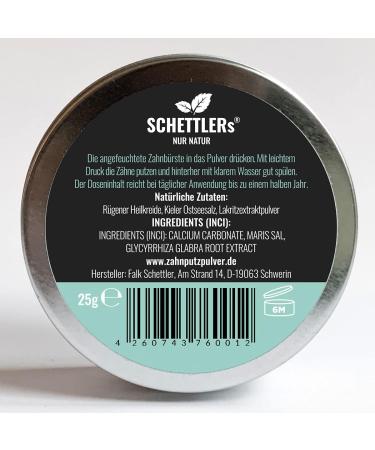 SCHETTLER's Natural Toothpaste Powder Type 3 | Healing Chalk Baltic Sea Salt & Licorice | Eco-Friendly Dental Care | 25g Screw-Top Tin - Buy Online on GoSupps.com