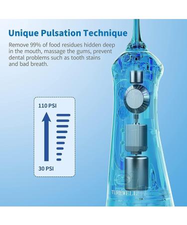 TUREWELL FC1592 Water Flosser for Teeth - Cordless, 300ML Water Tank, Portable Oral Irrigator, IPX7 Waterproof, 3 Modes, 4 Jet Tips - Black - Buy Online on GoSupps.com