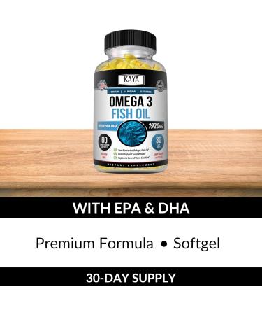 Kaya Naturals Omega 3 Supplement - Nature Made Omega 3 Fish Oil - 100% Pure Sea-Harvested Pelagic Fish Oil with No Fishy Aftertaste - 60 Count Softgels 60 Count (Pack of 1) - Buy Online on GoSupps.com