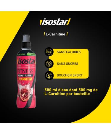 Isostar L Carnitine - Red Fruit Flavor - Hydrating Drink for Sports - Calorie Free - Sugar Free - 500 ml - Buy Online on GoSupps.com