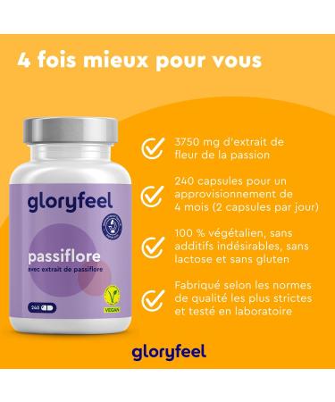 Passionflower Extract 240 High Dosed Capsules 4 Month Supply 937.5 mg 5:1 Extract (Equivalent to 3750 mg Passionflower) Per Dose 100% Vegan Dietary Supplement - Buy Online on GoSupps.com