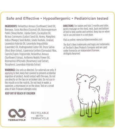 Organic Baby Chest Rub Stick with Coconut Oil, Shea Butter, Manuka Honey - Lavender & Eucalyptus scent - Buy Online on GoSupps.com