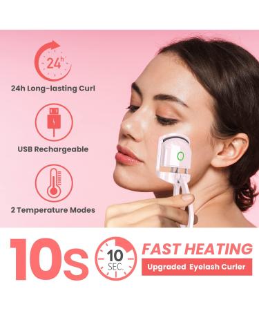 Rechargeable Heated Eyelash Curler - Customizable Temperature Safe Silicone Pad & Auto Shut-Off | Long-Lasting Portable Lash Curler - Buy Online on GoSupps.com