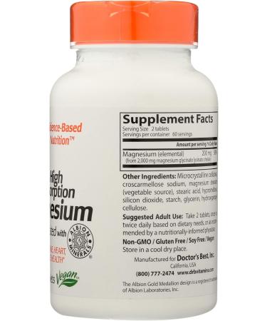 Doctor's Best Magnesium 120 Tablets - Essential Supplement for Optimal Health - Buy Online on GoSupps.com