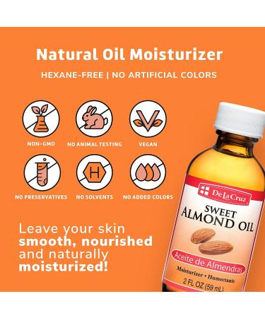 De La Cruz Sweet Almond Oil for Skin and Hair - 8 Fl Oz (236 mL) - Buy Online on GoSupps.com