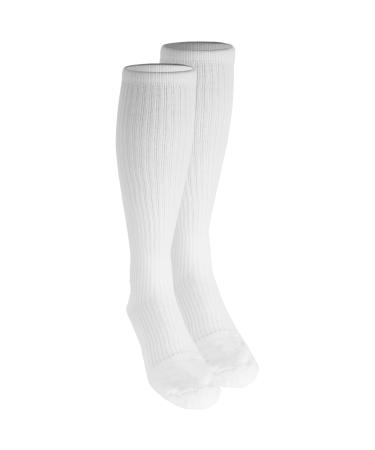 Champion compression stockings for men 15-20 mmHg knee high over calf length sportswear X-Large (1 pair) White/opulent garden