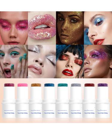 Buy MAEPEOR Body Glitter Stick | 8 Colors Mermaid Sequins Gel for Face Body Hair & Eyes Holographic Chunky Glitter (Color 08) - Worldwide Shipping - Buy Online on GoSupps.com