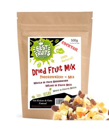 Dehydrated Fruits - MIX 9 papaya banana pineapple grapefruit coconut melon kiwi mango and apple 500g - Ideal for cocktail cakes or snacks - With natural cane sugar - vegan