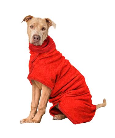 Pettom dog bemper microfiber bathing accessories bathing towel quick -drying dog bathrobe for small medium and large dogs (L red) l red red