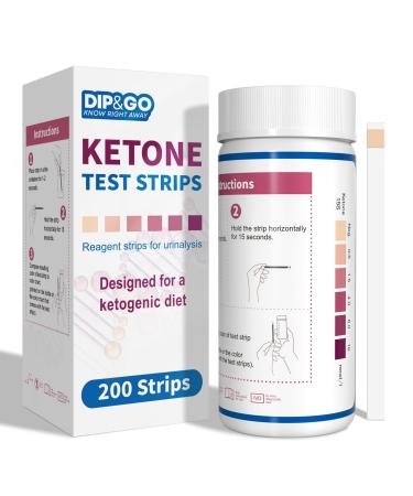Ketone Test Strips: 200 Premium Keto Strips Urine Test for Ketosis on Ketogenic & Low-Carb Diets DIP&GO Ketosis Home Urinalysis Tester Kit