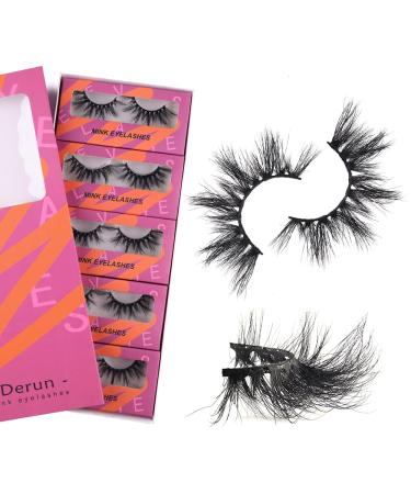 Derun 20MM 3D Long Real Mink Lashes Pack - Natural Fluffy Volume Eyelashes - Handmade Dramatic Criss-cross Lash - 5 Pairs - Buy Online on GoSupps.com