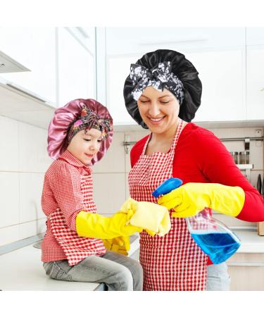 2pcs Large Silk Bonnets with Tie Band for Sleeping Curly Hair - A-black & Rose Gold - Buy Online on GoSupps.com