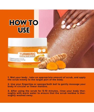 Turmeric Body Scrub - Dark Spot Exfoliating Body Scrub for Face & Neck Armpit Foot Butt Back - Moisturizing Body Exfoliator Scrub & Acne Blackhead Remover - Natural Body Skin Care Scrub - Buy Online on GoSupps.com