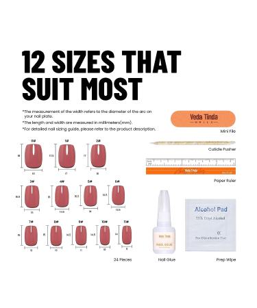 Veda Rose Pink Short Square Press on Nails - 24 Pcs with Nail Glue and Tools - Buy Online on GoSupps.com