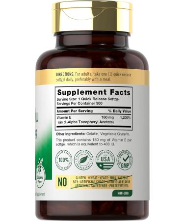 Carlyle Vitamin E 400 IU Softgels - 300 Count | Non-GMO & Gluten Free - Buy Online on GoSupps.com