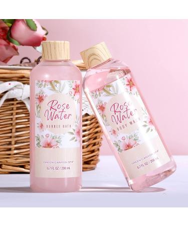 Rose Bath Gift Set for Women - 11 Pc Spa Kit with Bubble Bath, Lotion - Perfect Birthday & Christmas Gift - Buy Online on GoSupps.com
