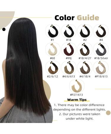 Ugeat 55cm Flat Tip Real Hair Extensions - Keratin Bonding Darkest Black 1g/Strand 50g Hair Extensions - Buy Online on GoSupps.com