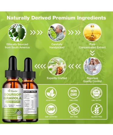 2 Pack Soursop Graviola Liquid Drops - 100% Pure Organic Graviola Extract (4 Fl Oz) - Immune Support Antioxidant Rich Natural Energy Boost - Vegan Non-GMO Alcohol-Free - Buy Online on GoSupps.com
