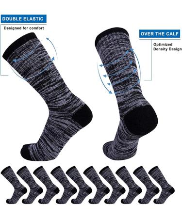 Enerwear Men's Cotton Crew Socks 10-13, 10-Pack - Moisture Wicking, Heavy Cushion, Black Heel/Grey Foot - Buy Online on GoSupps.com