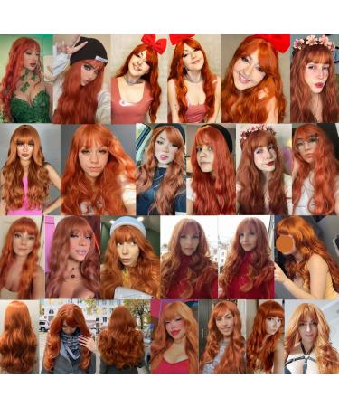 Fei Long Wavy Orange Wig with Ponytail for Women - 28 Heat-Resistant Synthetic Hair Halloween & Cosplay Wig - Buy Online on GoSupps.com