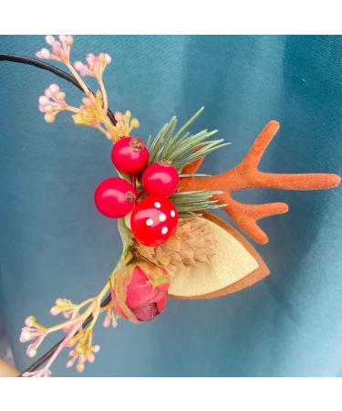 Wedity Christmas Antlers Hair Accessories Xmas Party Berry Flower Hair Hoop Headwear Hair Accessories for Women Girls (C) - Buy Online on GoSupps.com