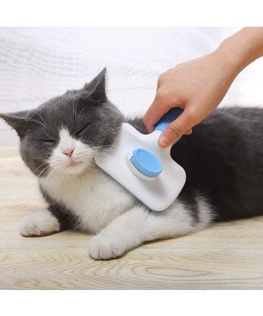 Atlamia Self Cleaning Slicker Brush for Dogs & Cats | Removes Loose Hair & Tangles | Skin-Friendly with Massage Particles | Promotes Circulation | Blue - Buy Online on GoSupps.com