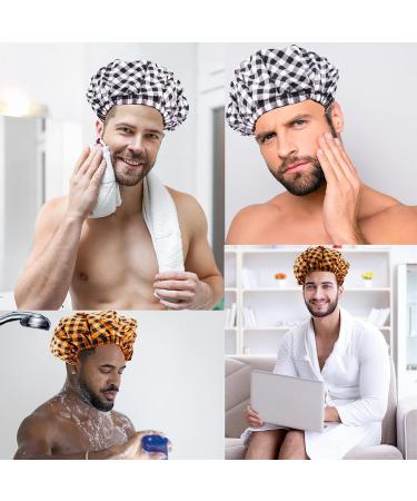 Kaiersi Large Waterproof Shower Cap for Men - Reusable & Adjustable - Ideal for Braids, Locs, and Dreadlocks - 2 Plaid Colors - Buy Online on GoSupps.com