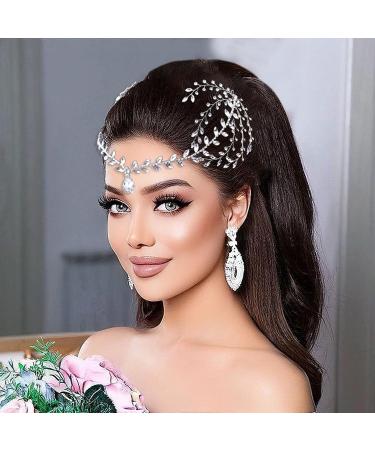 LOVFOIVER Rhinestone Forehead Headband - Bridal Hair Accessories for Wedding in Silver - Buy Online on GoSupps.com