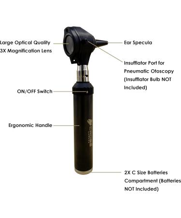 Cross Canada Physician LED Otoscope Diagnostic Set Professional Otoscope for Physician Medical Student Nursing Student Doctor Nurse (Black) - Buy Online on GoSupps.com