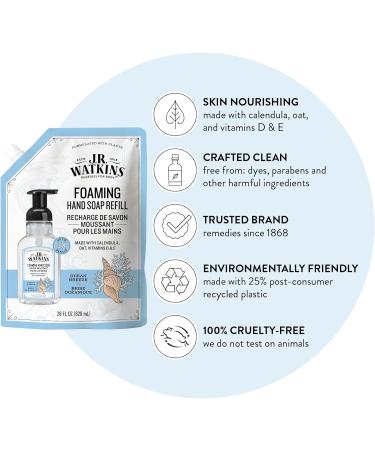 J.R. Watkins Ocean Breeze Foaming Hand Soap Refill Pouch 828 mL - Buy Online on GoSupps.com
