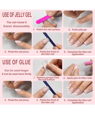 Yivaiks 6 Pack Press On Nails Short & Medium French Tip Design | Full Cover Acrylic Almond & Square Glue On Nails Set - Elegant Flowers | 144 Pcs Fake Nails for Women and Girls - Buy Online on GoSupps.com