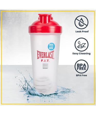 Everlast FIT 600ML Shaker Bottle - Leak Proof - Shaker Bottle with Spiral Whisk Blender Ball BPA/DEHP-Free Easy to Clean Perfect for Mixing Protein shakes. (RED) - Buy Online on GoSupps.com