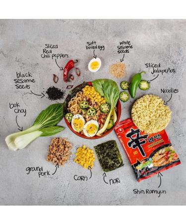 Customised CNMART Korean Ramen Box Personalised from Nongshim Shin Ramyun Gourmet Spicy Noodle 120g (Pack of 5) - Buy Online on GoSupps.com