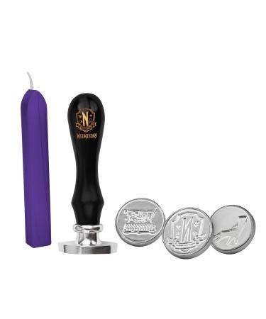 Cinereplicas Wednesday-wax seal stamp kit of 3 seals ice cold hand Nevermore Academy Emblem and typew wax-Offical license
