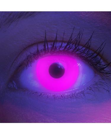 Colored UV Contact Lenses - Pink Black Light Glow Annual Lenses for Halloween Mardi Gras Carnival | Top Quality Neon Color with Containers - Buy Online on GoSupps.com