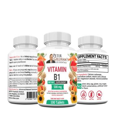 Peter's Choice B1 Tablets Dietary Supplement (B1 500mg 100 Tablets)