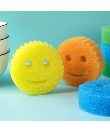 Smiley Face Cleaning Sponge Rub Honeycomb Sponge Home Kitchen Dish Washer Yellow - Soft - Buy Online on GoSupps.com