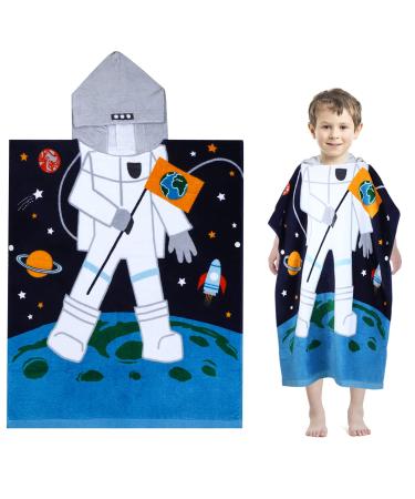 MOEMOE BABY Hooded Towel Children 70cm Cotton Bath Poncho Beach Towel Children Hooded Bath Towel Children for Girls Boys Astronauts