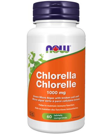 NOW Supplements Chlorella 1000mg Broken Cell Wall Tablets 60 Count 60 count (Pack of 1)