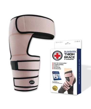 Doctor Developed Stabilizing Hip Support Brace - Sciatica Pain Relief, Piriformis Syndrome and Sciatic Nerve Pain - Thigh compression, Hamstring compression wrap - Doctor Handbook included - Women & Men - (S/M, Pink) One S…