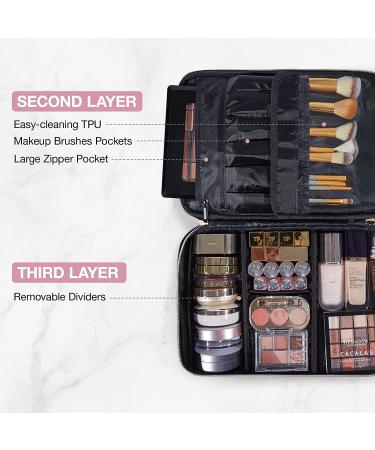 Large Makeup Case - LIGHT FLIGHT Travel Cosmetic Organizer with Adjustable Dividers - Portable Storage Bag for Cosmetics & Brushes (Black) - Buy Online on GoSupps.com