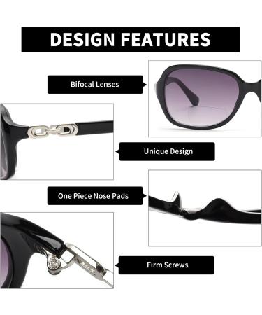 JM Classic Bifocal Reading Sunglasses for Women - Vintage Outdoor UV Protection Black 2.0 4.0x Reading Glasses - Buy Online on GoSupps.com