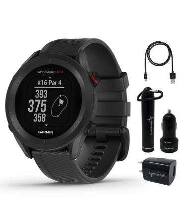 Garmin Approach S12 Premium GPS Golf Watch, Black with Wearable4U Power Pack Bundle S12 Black + Power Pack