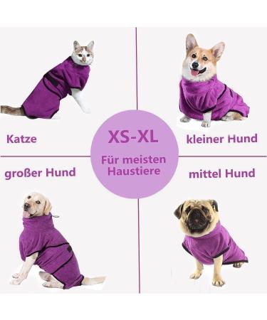 OWBB Extra Absorbent Dog Bath Towel & Cat Fast Drying Bathrobe - XL Purple Pet Coat with Adjustable Carriers for Dogs and Cats - Buy Online on GoSupps.com