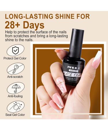 NXJ INFILILA Gel Base and Top Coat 15ml 2pcs No Wipe Gel Top Coat Base Coat Set Shine Finish and Long Lasting Soak Off Base and Top Coat Gel Polish UV Led for Home DIY & Nail Salon Base Top Coat - Buy Online on GoSupps.com